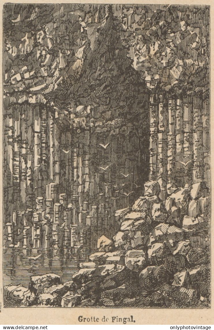 Scotland - Staffa - Fingal's Cave - Stampa Antica - 1892 Engraving - Stiche & Gravuren