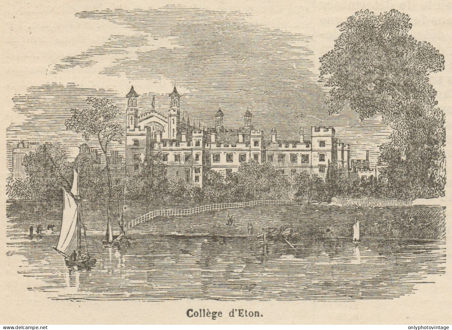 England - Eton College - Stampa Antica - 1892 Engraving - Stiche & Gravuren