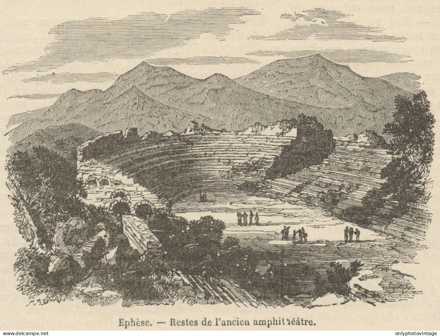 Ephèse - Restes De L'ancien Amphithéatre - Stampa Antica - 1892 Engraving - Stiche & Gravuren