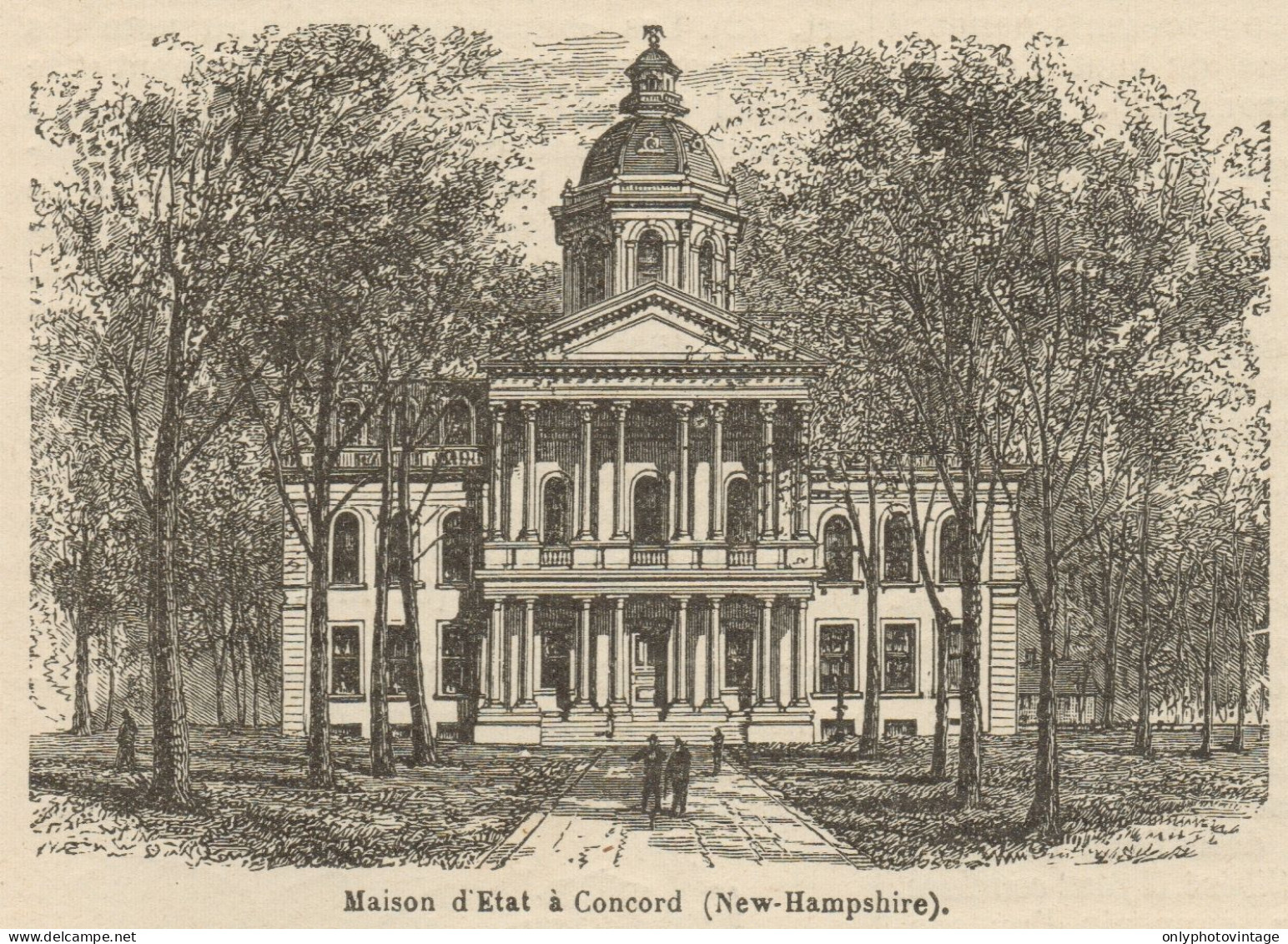 New Hampshire - Concord - State House - Stampa Antica - 1892 Engraving - Stiche & Gravuren