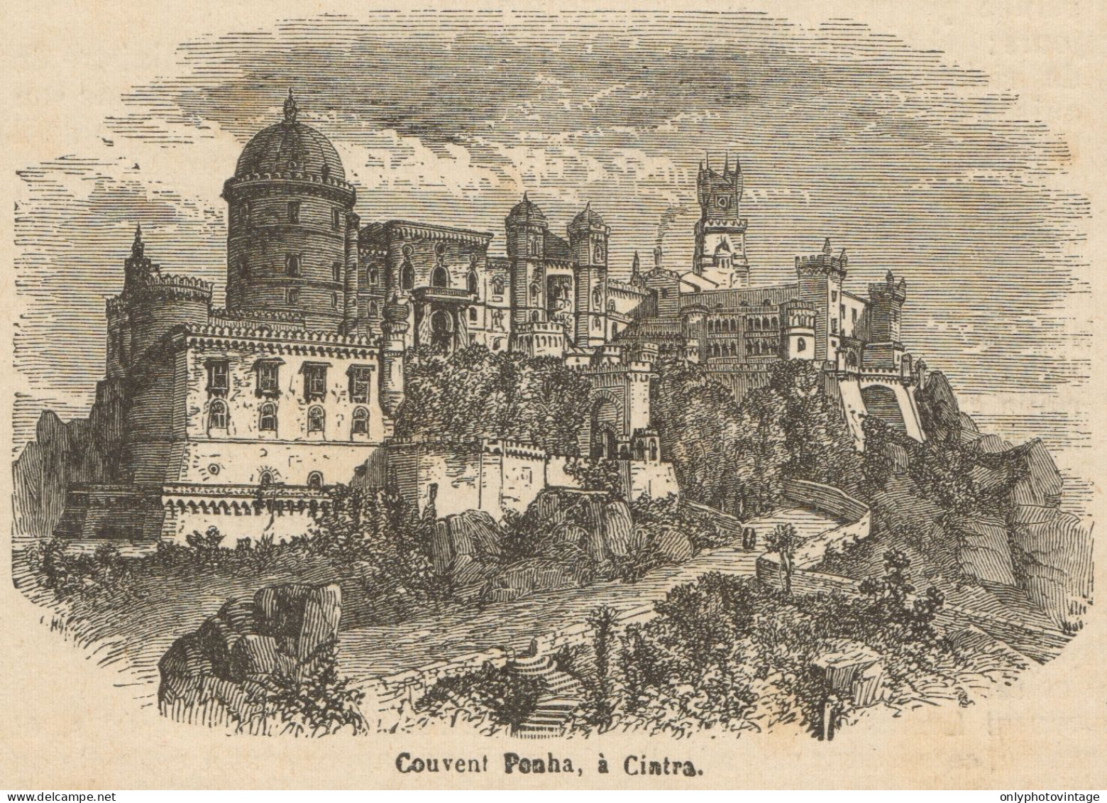 Portugal - Sintra - A View Of The Convent - Stampa Antica - 1892 Engraving - Prints & Engravings