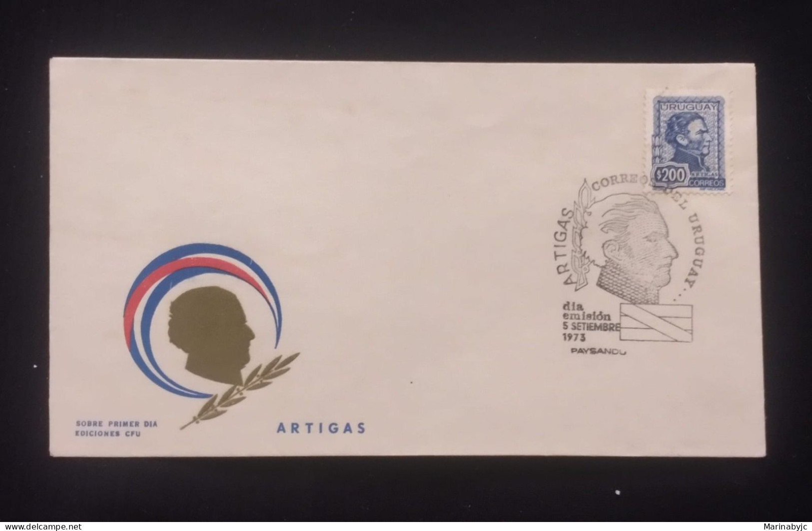 D)1973, URUGUAY, FIRST DAY COVER, ISSUE, GENERAL JOSÉ GERVASIO ARTIGAS, 1764-1850, FDC - Uruguay