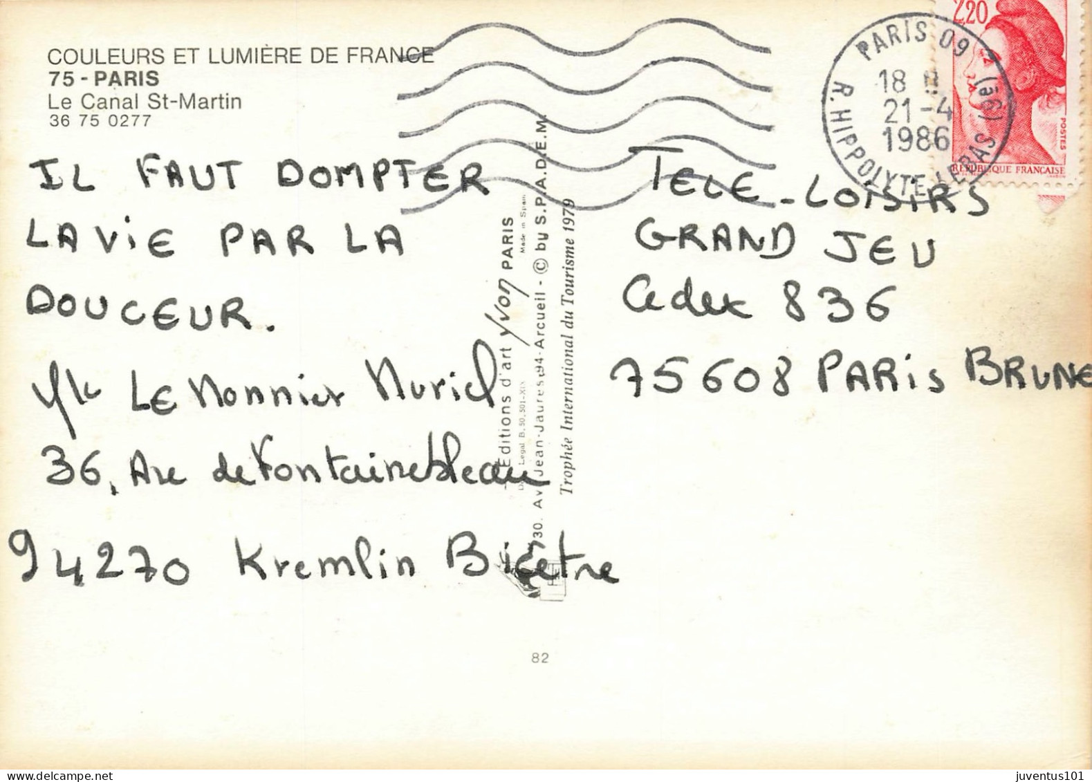 CPSM Paris-Le Canal Saint Martin-Timbre    L2875 - Other & Unclassified