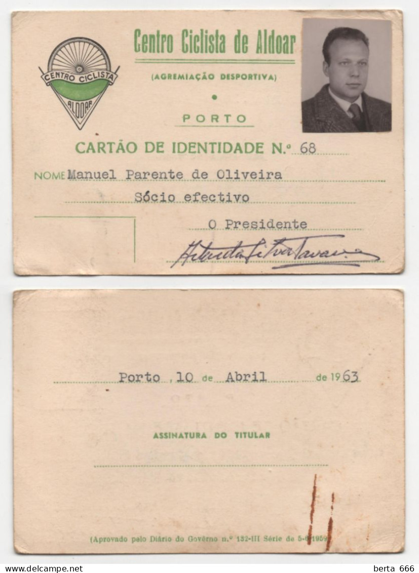 Centro Ciclista De Aldoar Agremiação Desportiva * Cartão De Identidade De Sócio * 1963 - Tessere Associative