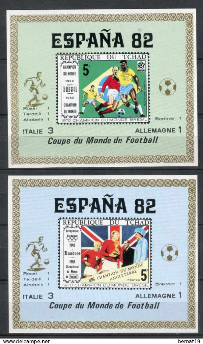 Tchad. España 82. 2 Blocks Con Sobrecarga Plata. - 1982 – Spain