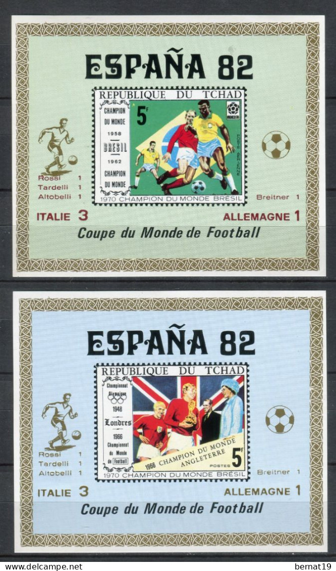 Tchad. España 82. 2 Blocks Con Sobrecarga Oro. - 1982 – Espagne
