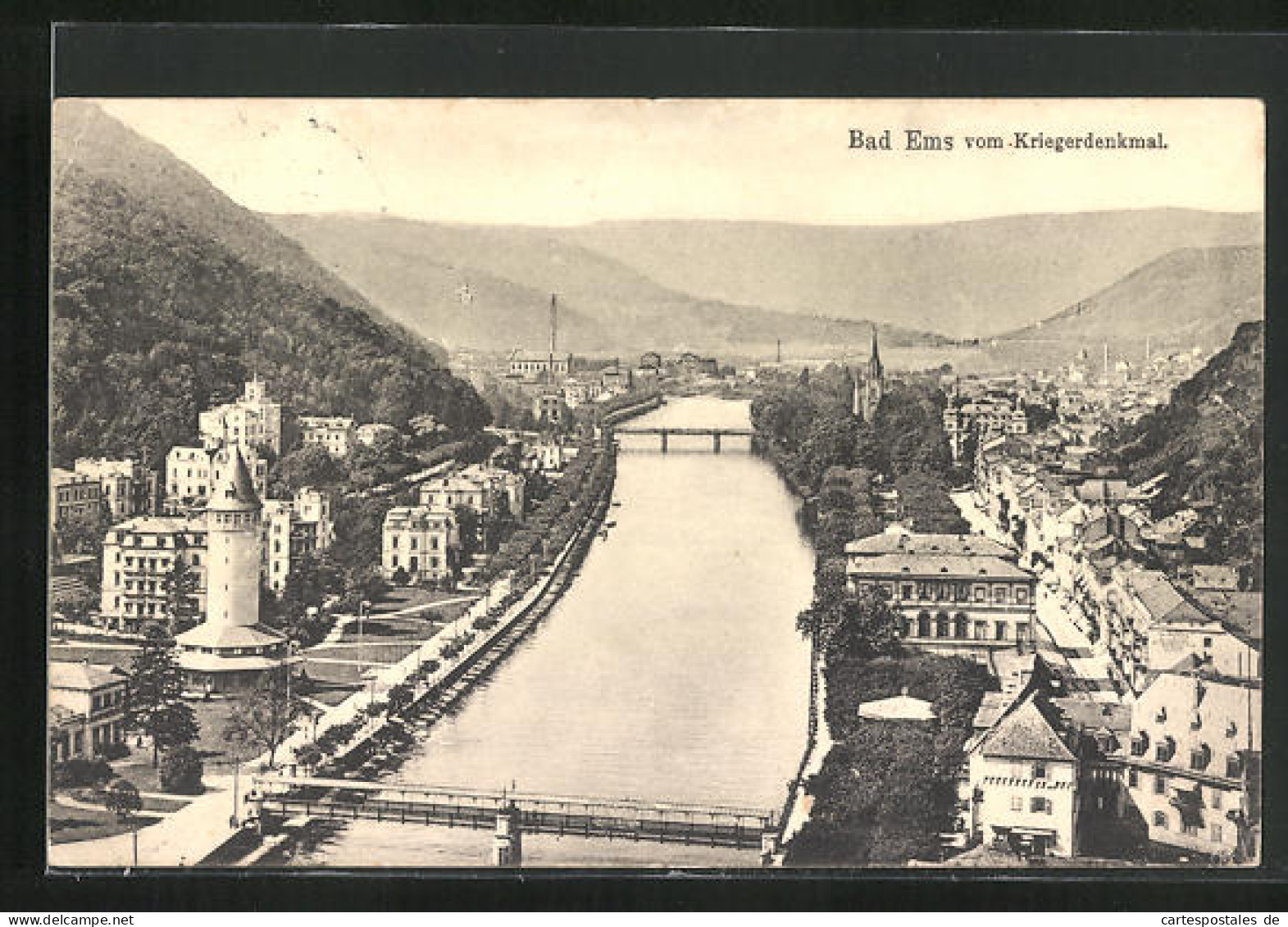 AK Bad Ems, Blick Auf Die Stadt Vom Kriegerdenkmal Aus  - Bad Ems