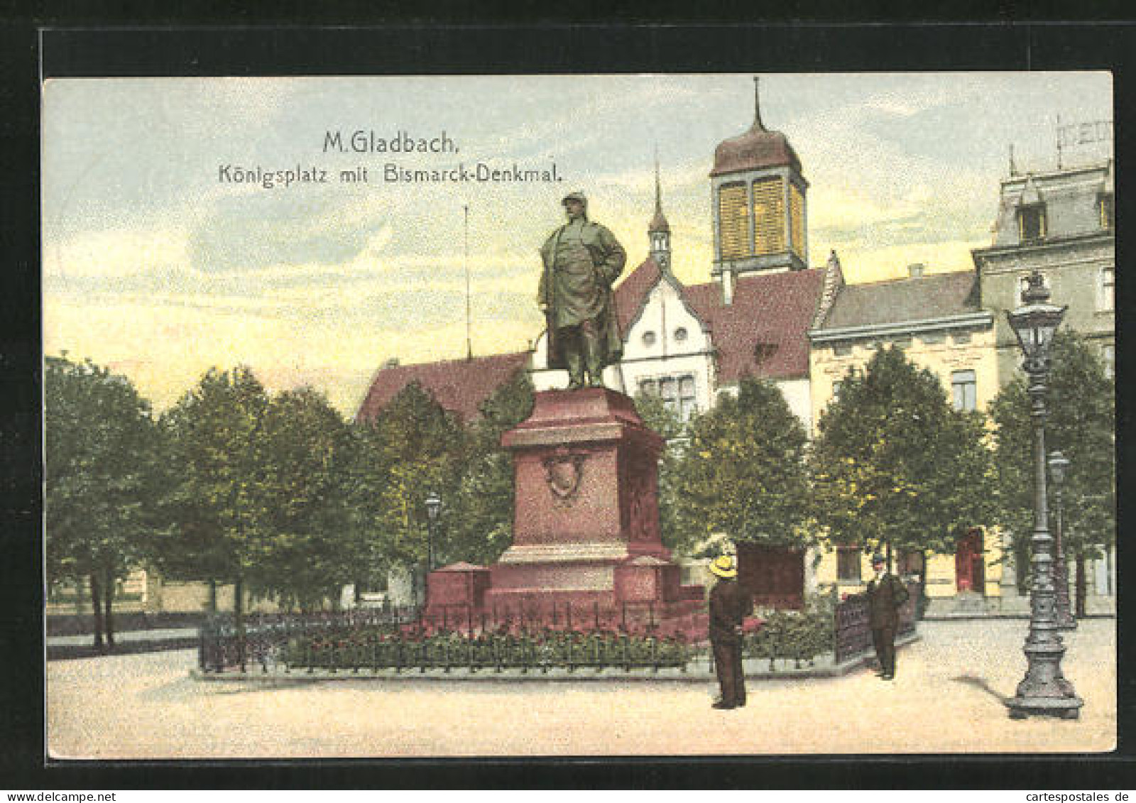 AK M.-Gladbach, Königsplatz Mit Bismarck-Denkmal  - Autres & Non Classés