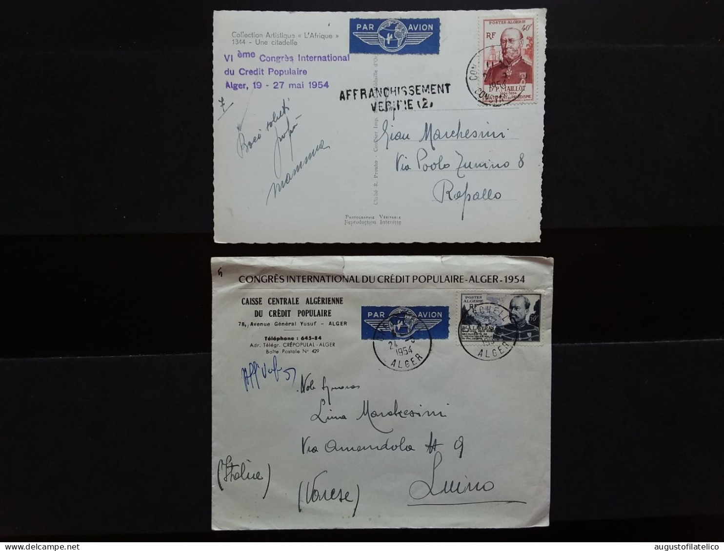 ALGERIA - 6° Congresso Algeri 1954 - Viaggiate + Spese Postali - Brieven En Documenten
