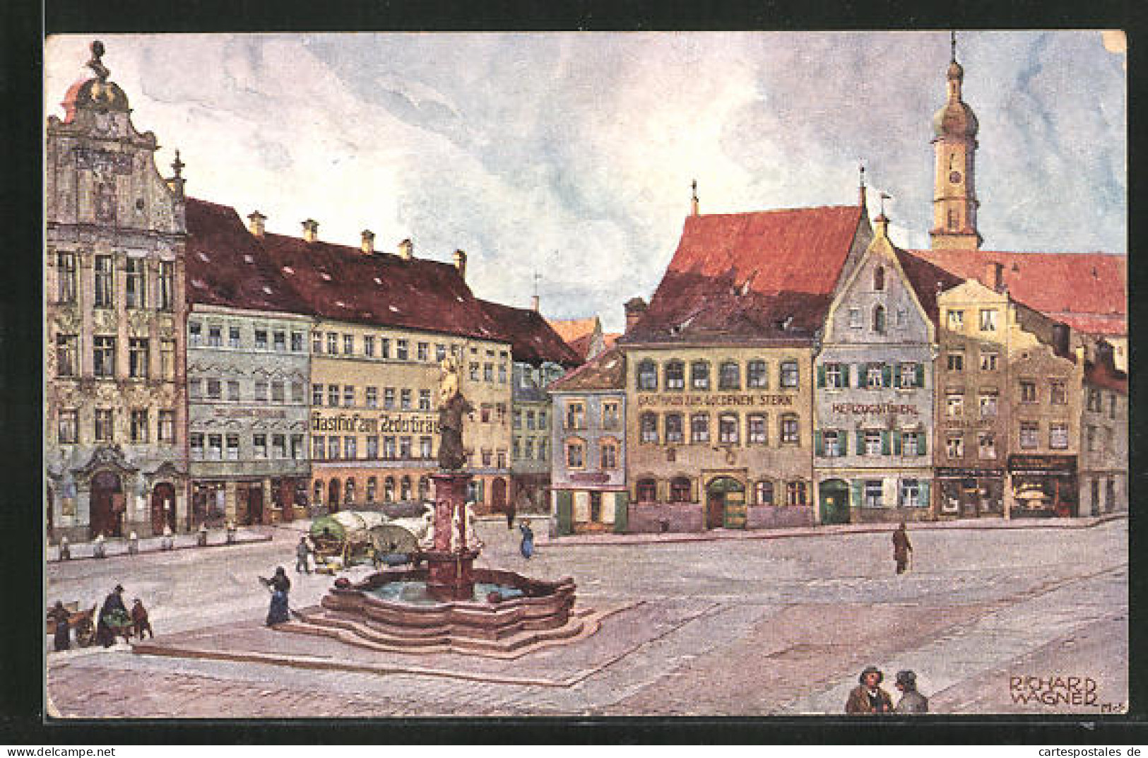 Künstler-AK Richard Wagner: Landsberg A. Lech, Hauptplatz  - Wagner, Richard