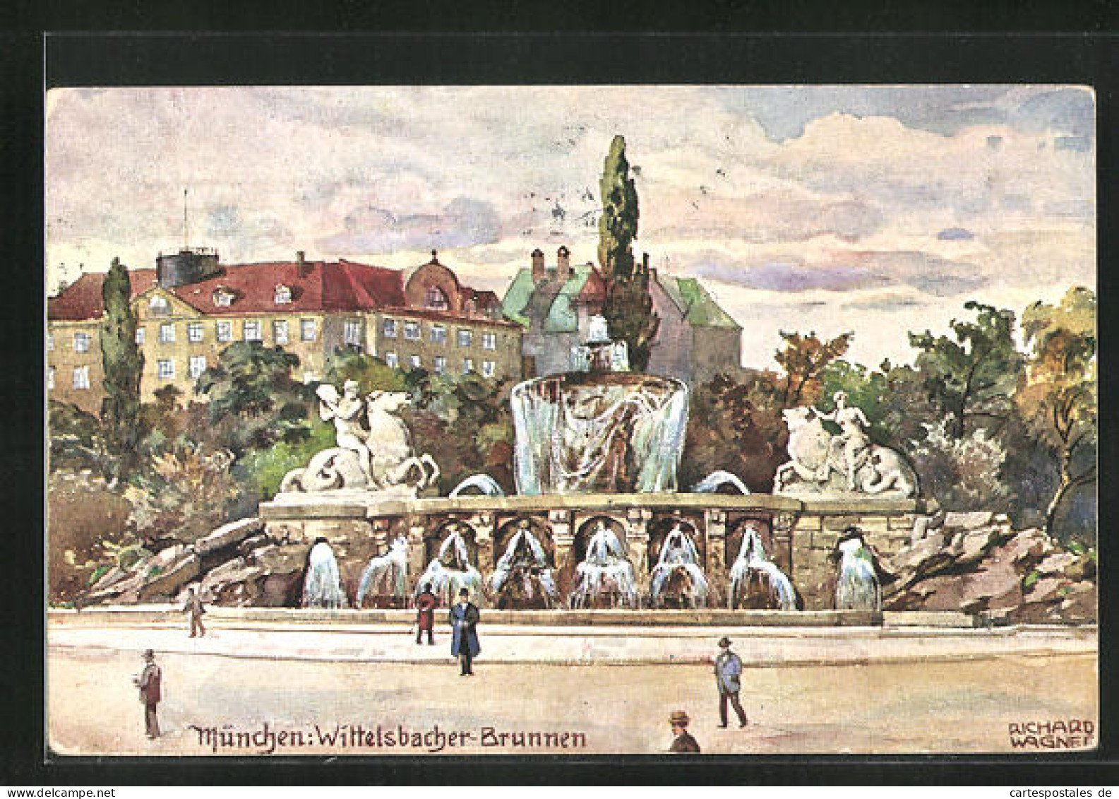 Künstler-AK Richard Wagner: München, Wittelsbacher-Brunnen  - Wagner, Richard