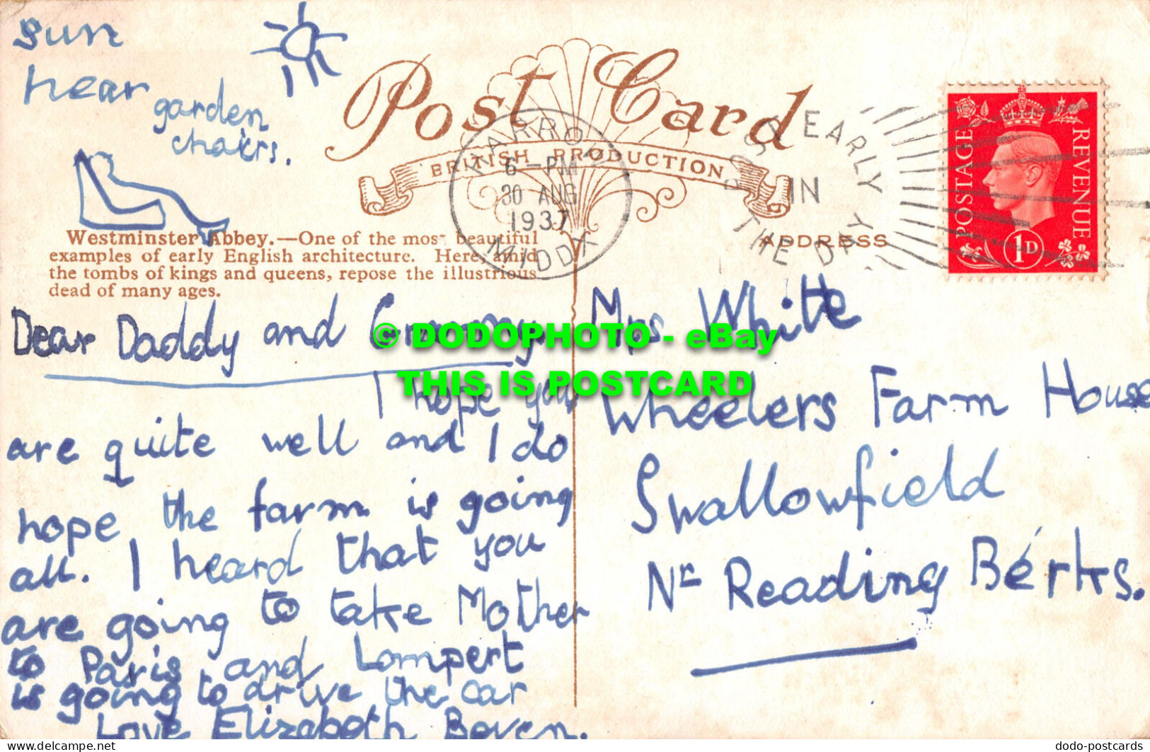 R543453 London. Westminster Abbey. Postcard. 1937 - Sonstige & Ohne Zuordnung