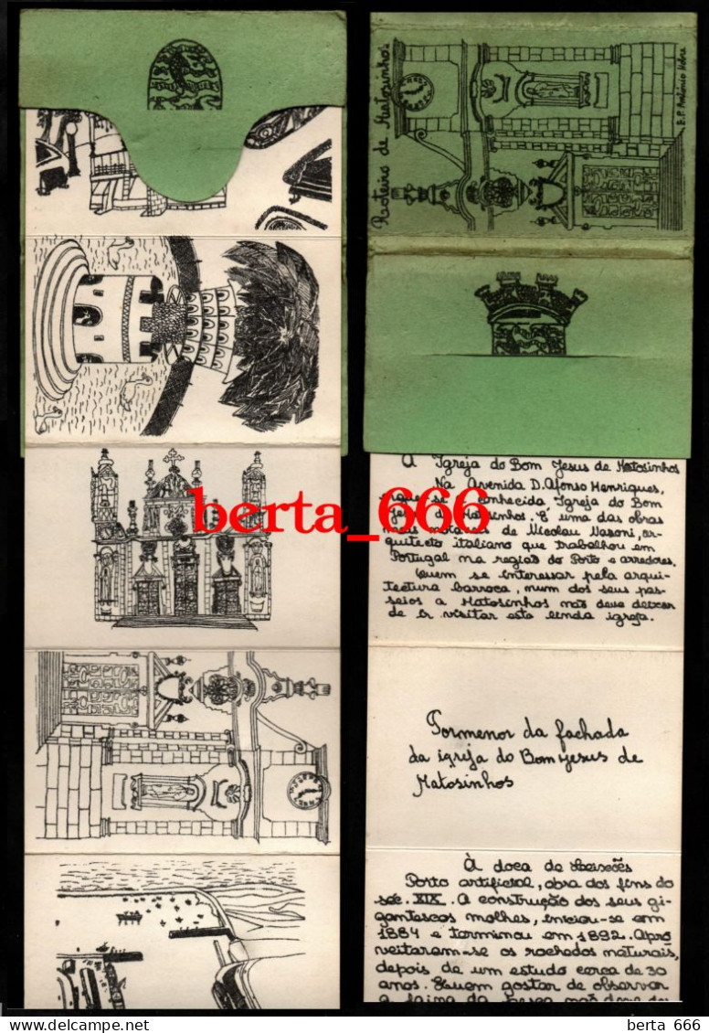 Roteiro De Matosinhos * Desdobrável Com 12 Desenhos * Descrições Manuscritas No Verso * E. P. António Nobre - Porto