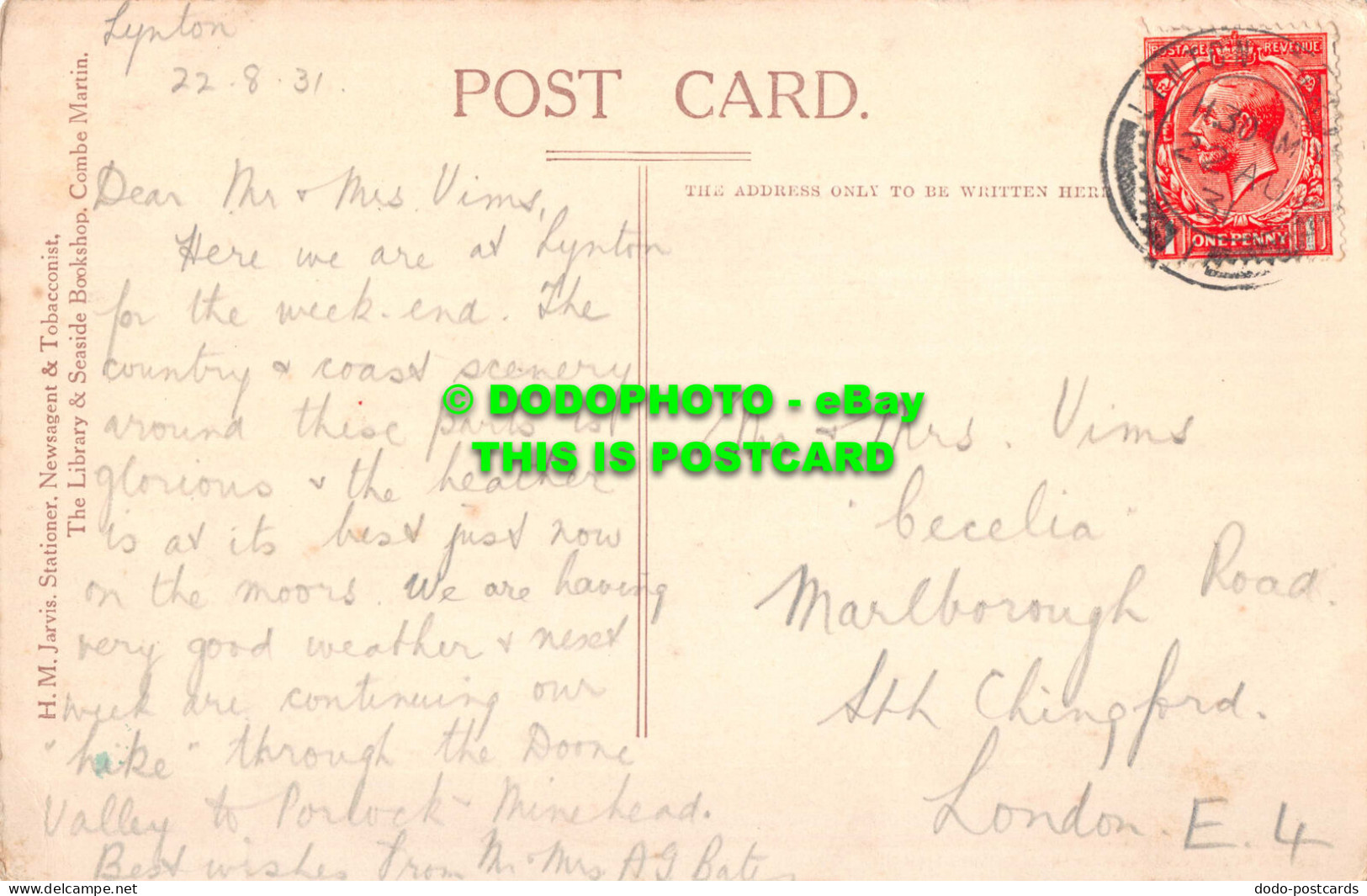 R543483 Combe Martin. Lester Point And Hangman Hill. H. M. Jarvis. The Library A - Monde