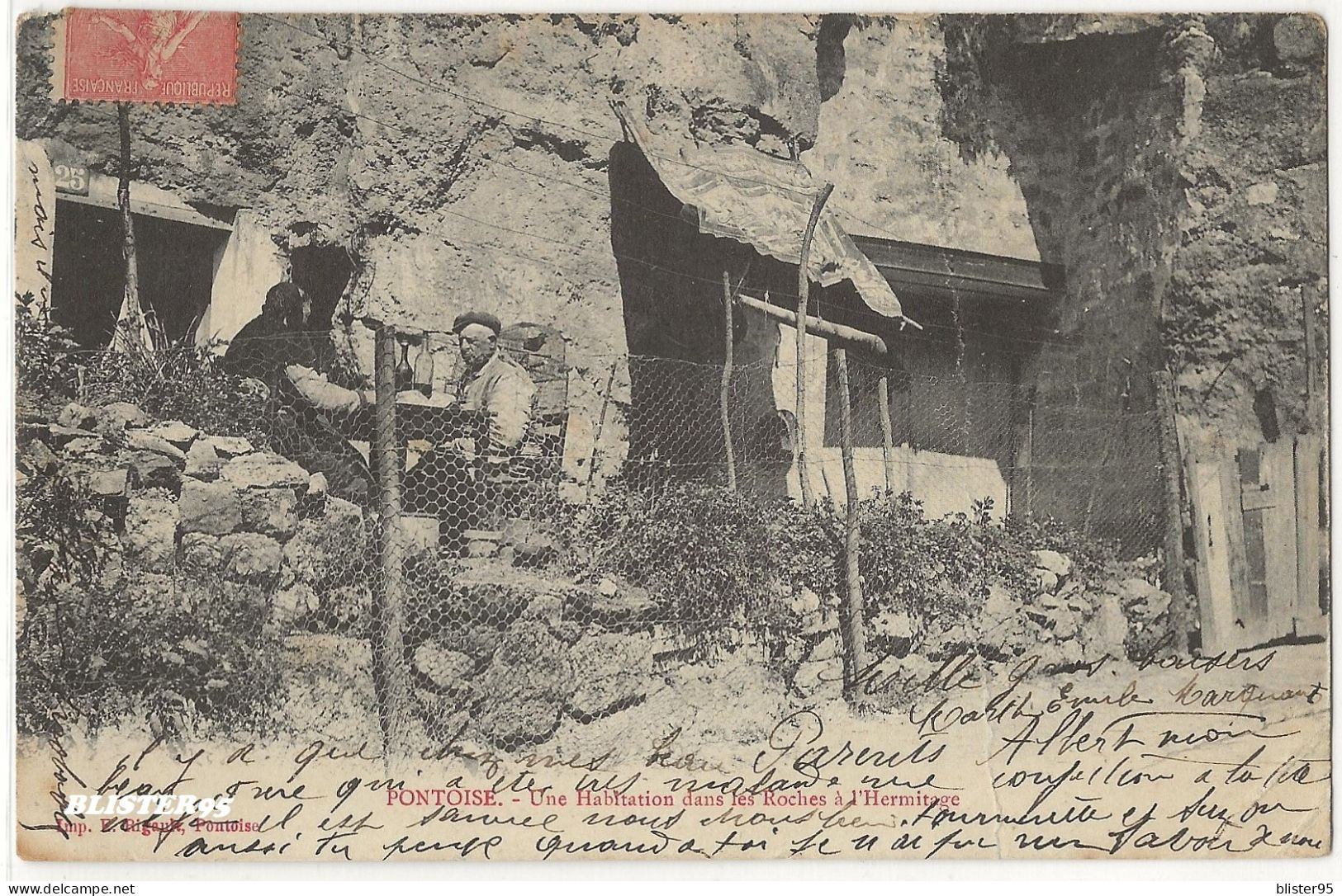 Pontoise (95) , Haut De L Ermitage,habitations Dans La Roche, Envoyée En 1906 - Pontoise