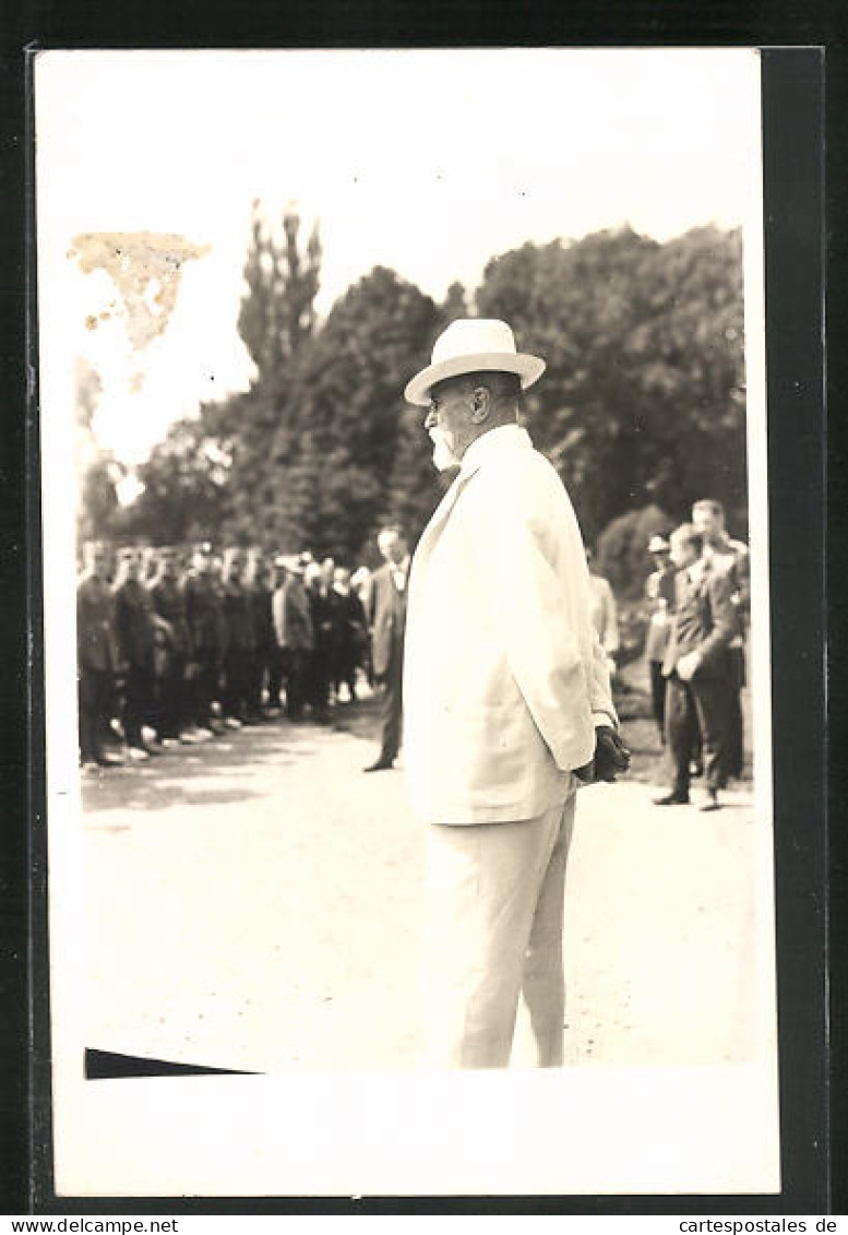 Foto-AK Präsident Masaryk (TGM) Im Weissen Anzug  - Politieke En Militaire Mannen