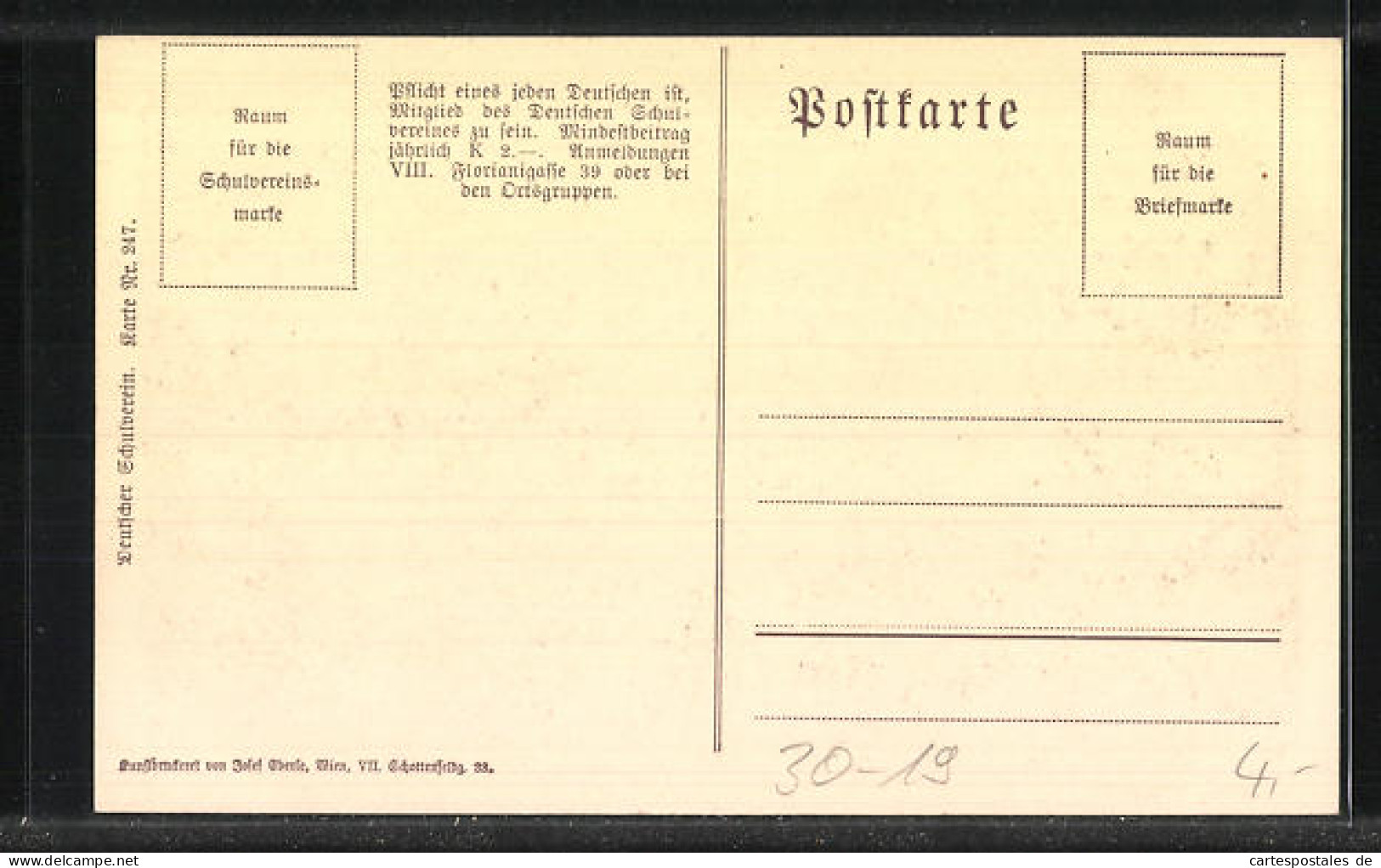 AK Deutscher Schulverein Nr. 247: Wien, Stadtpark  - Guerre 1914-18