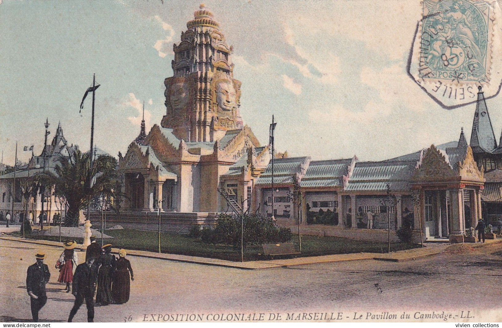 Marseille (13) Bureau Auxiliaire Temporaire (durant) De L'exposition Coloniale De 1906 Sur Carte De L'exposition - Temporary Postmarks