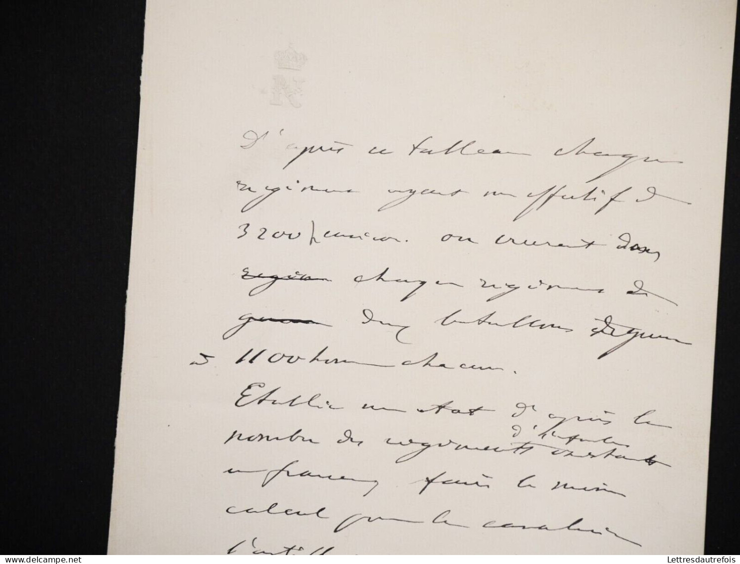 Napoléon III - Lettre autographe - Manuscrit - Armée