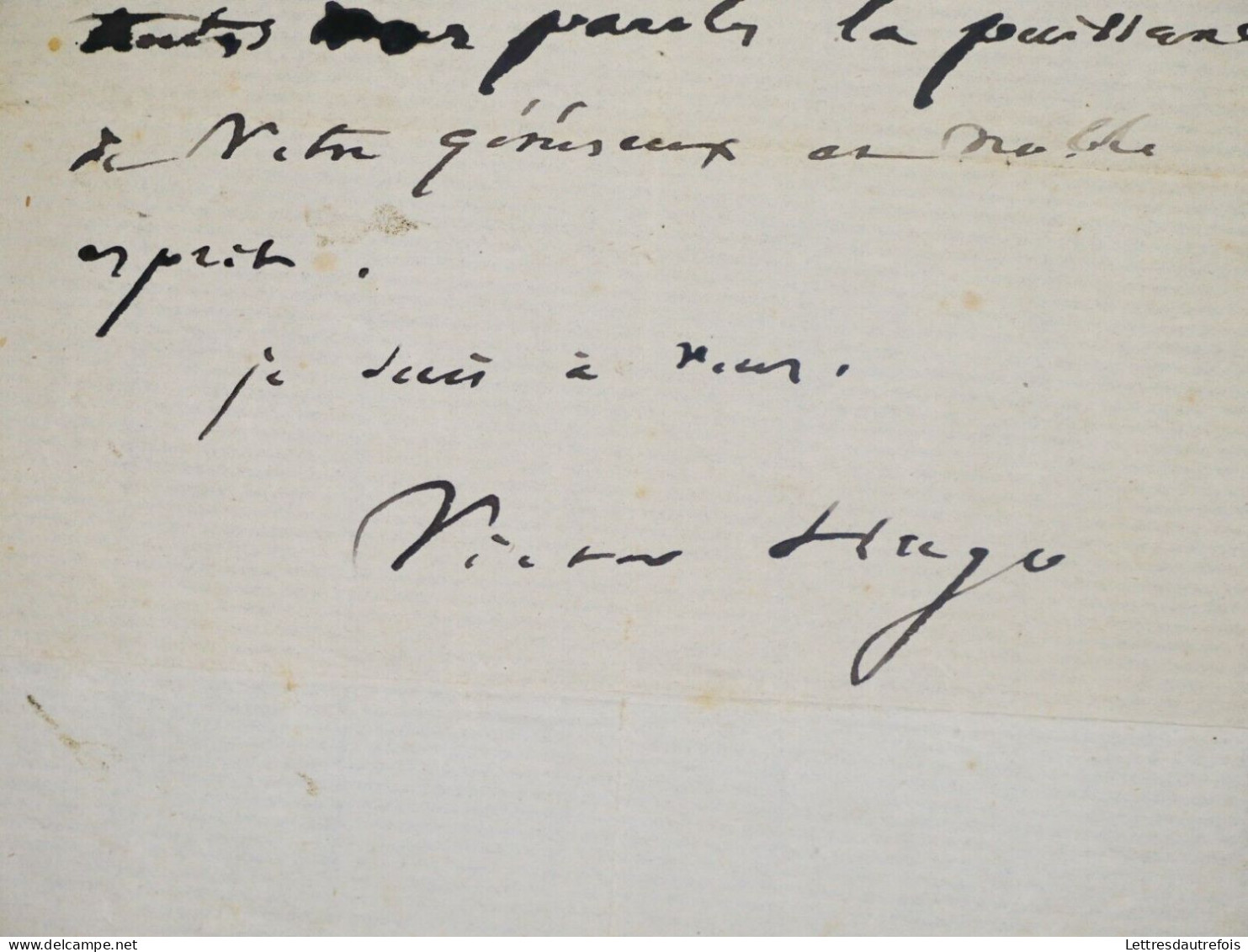 Victor Hugo - Lettre Autographe Signée - Manuscrit - "Généreux Et Noble Esprit" - Scrittori