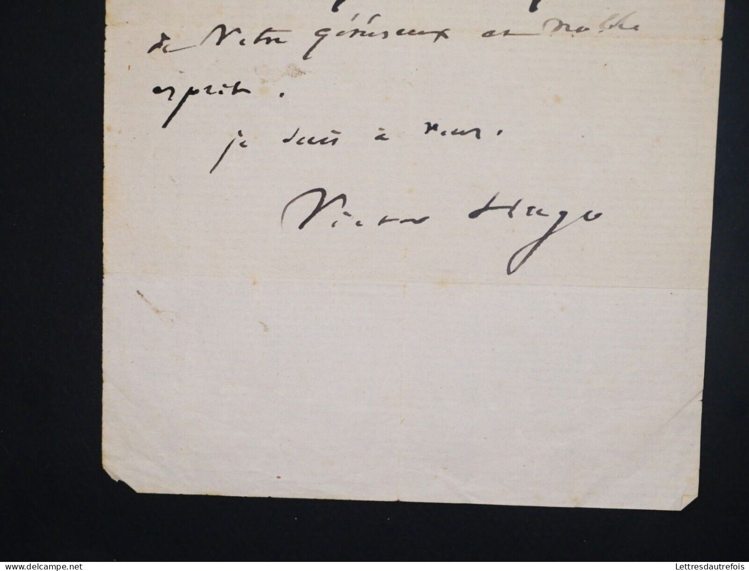 Victor Hugo - Lettre Autographe Signée - Manuscrit - "Généreux Et Noble Esprit" - Ecrivains
