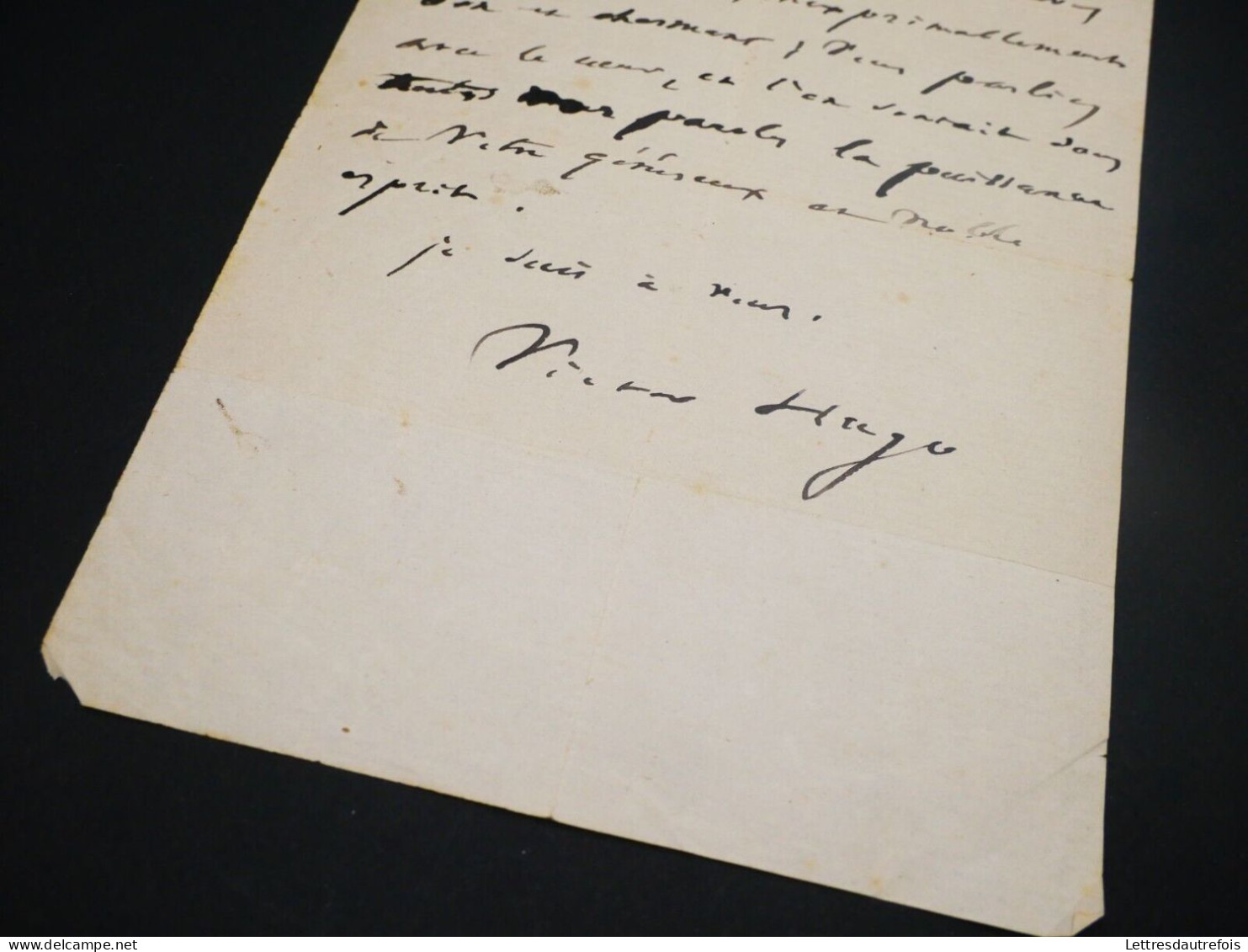Victor Hugo - Lettre autographe signée - Manuscrit - "Généreux et noble esprit"