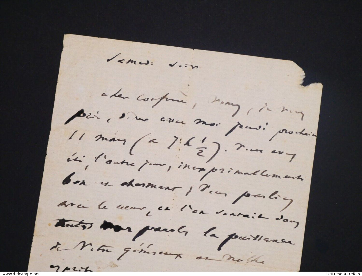 Victor Hugo - Lettre autographe signée - Manuscrit - "Généreux et noble esprit"