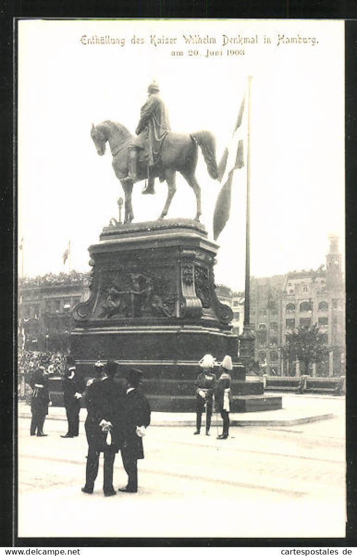 AK Hamburg, Enthüllung Des Kaiser Wilhelm-Denkmals 20.6.1903, Passanten Am Reiterdenkmal  - Mitte