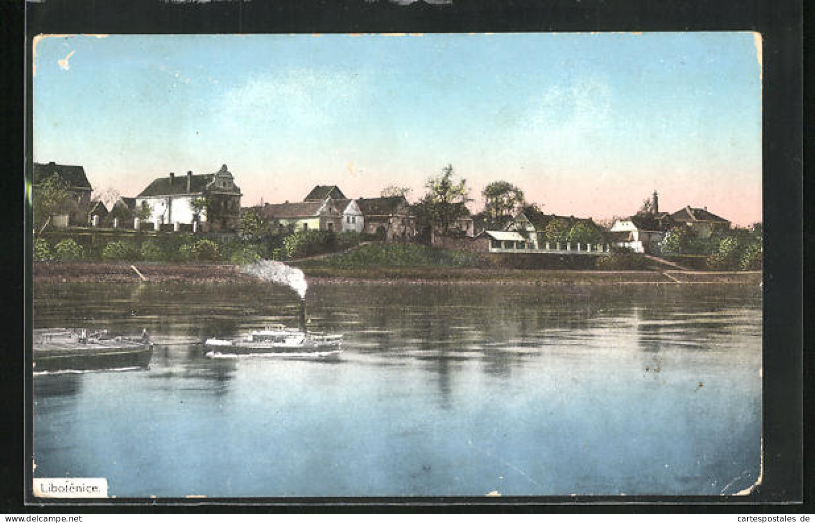 AK Libotenice, Ausflugsdampfer Auf Dem Fluss, Blick Auf Die Wohnhäuser  - Tschechische Republik