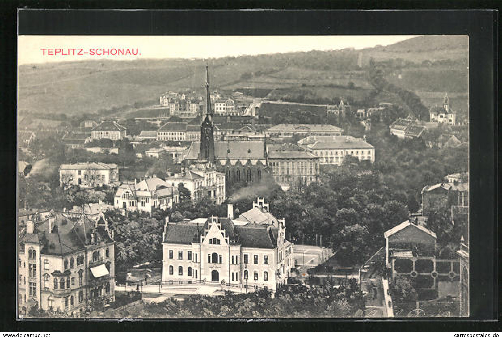 AK Teplitz Schönau / Teplice, Blick über Die Stadt Auf Die Kirche  - Repubblica Ceca