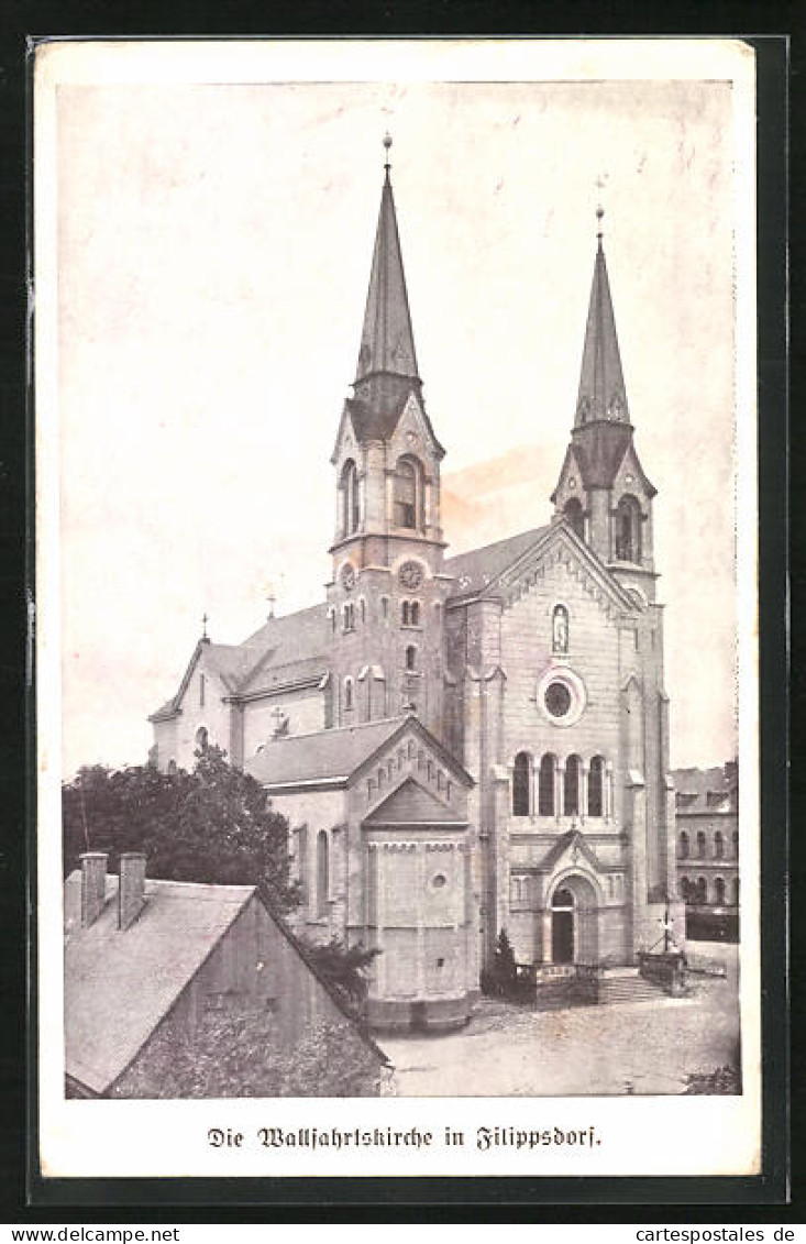 AK Filippsdorf, Vorderansicht Der Wallfahrtskirche  - Tschechische Republik