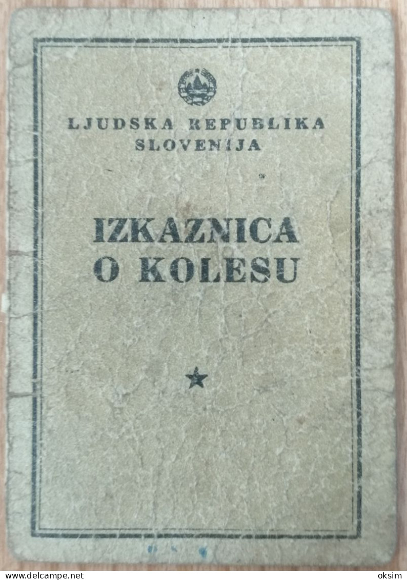 IZKAZNICA O KOLESU, PTUJ, 1946, 7x10 Cm - Slovenia