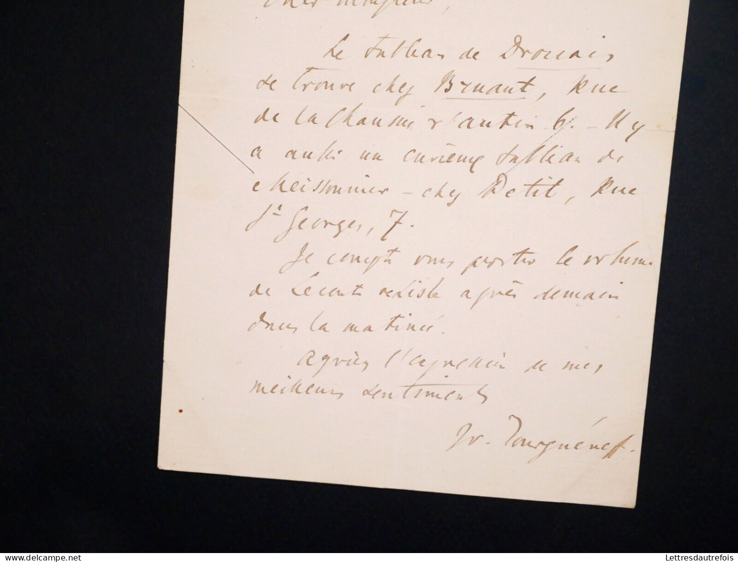 Ivan Tourgueniev - Lettre Autographe Signée - Drouais & Meissonier - Ecrivains