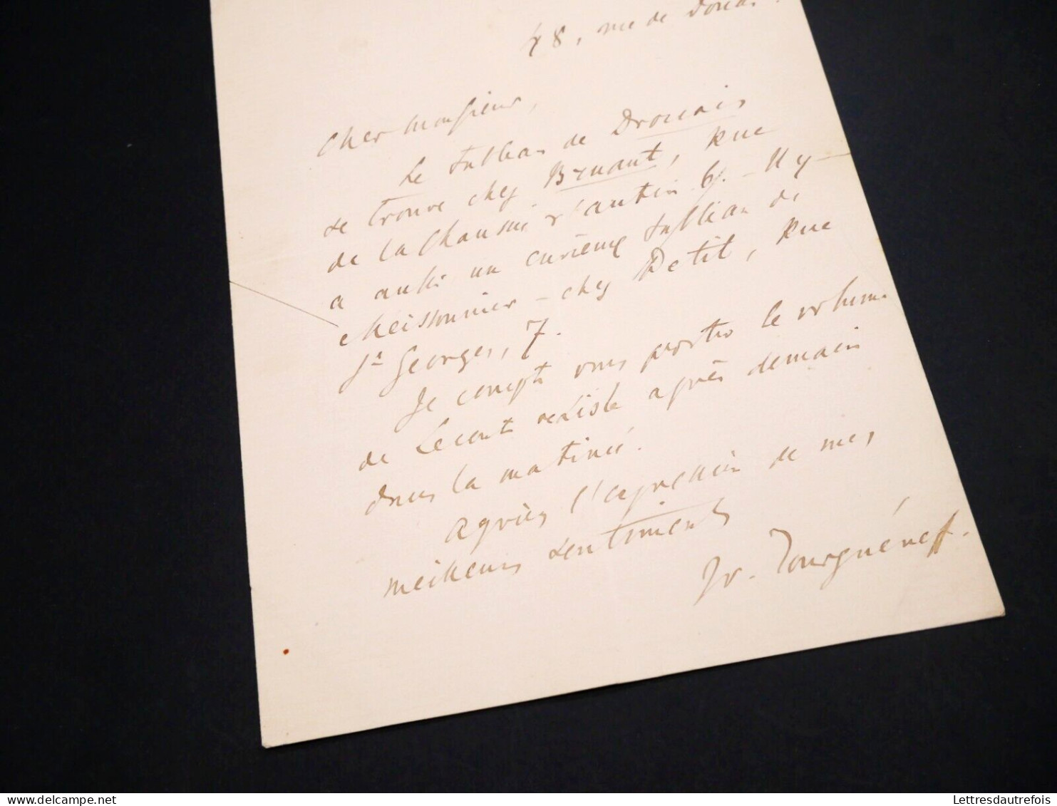 Ivan Tourgueniev - Lettre Autographe Signée - Drouais & Meissonier - Schriftsteller