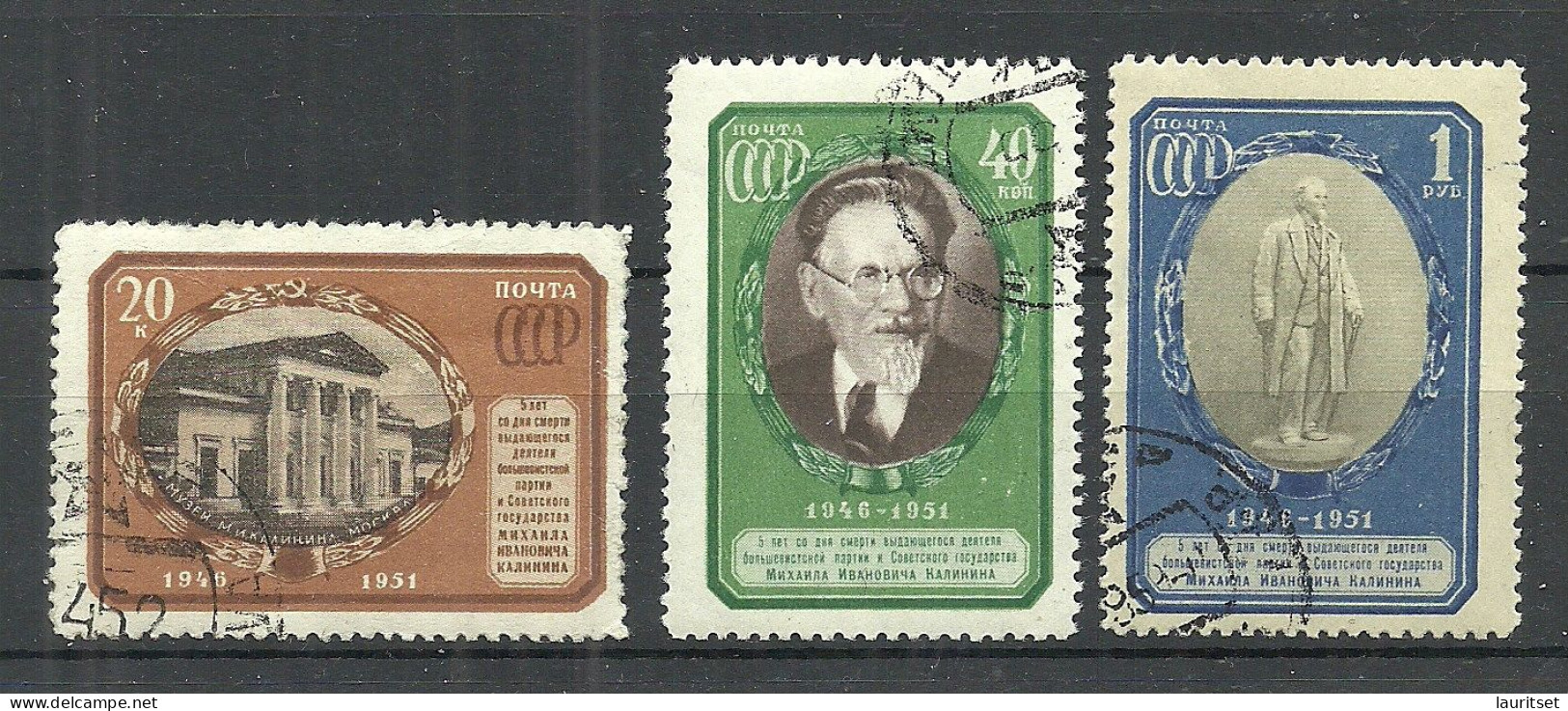 RUSSLAND RUSSIA 1951 Michel 1570 - 1572 O Kalinin - Used Stamps