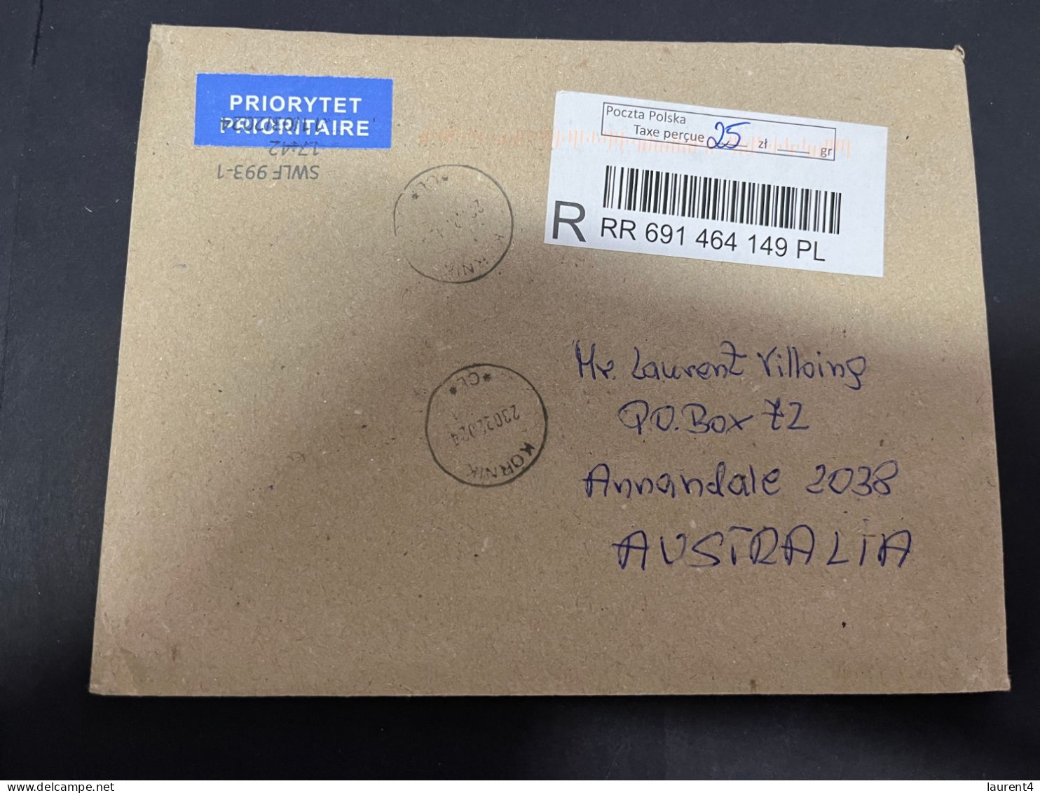 29-4-2023 (3 Z 22) Letter (posted In 2024) 1 Registered Cover From Poland (with Postage Labels - Not Stamps) - Cartas & Documentos