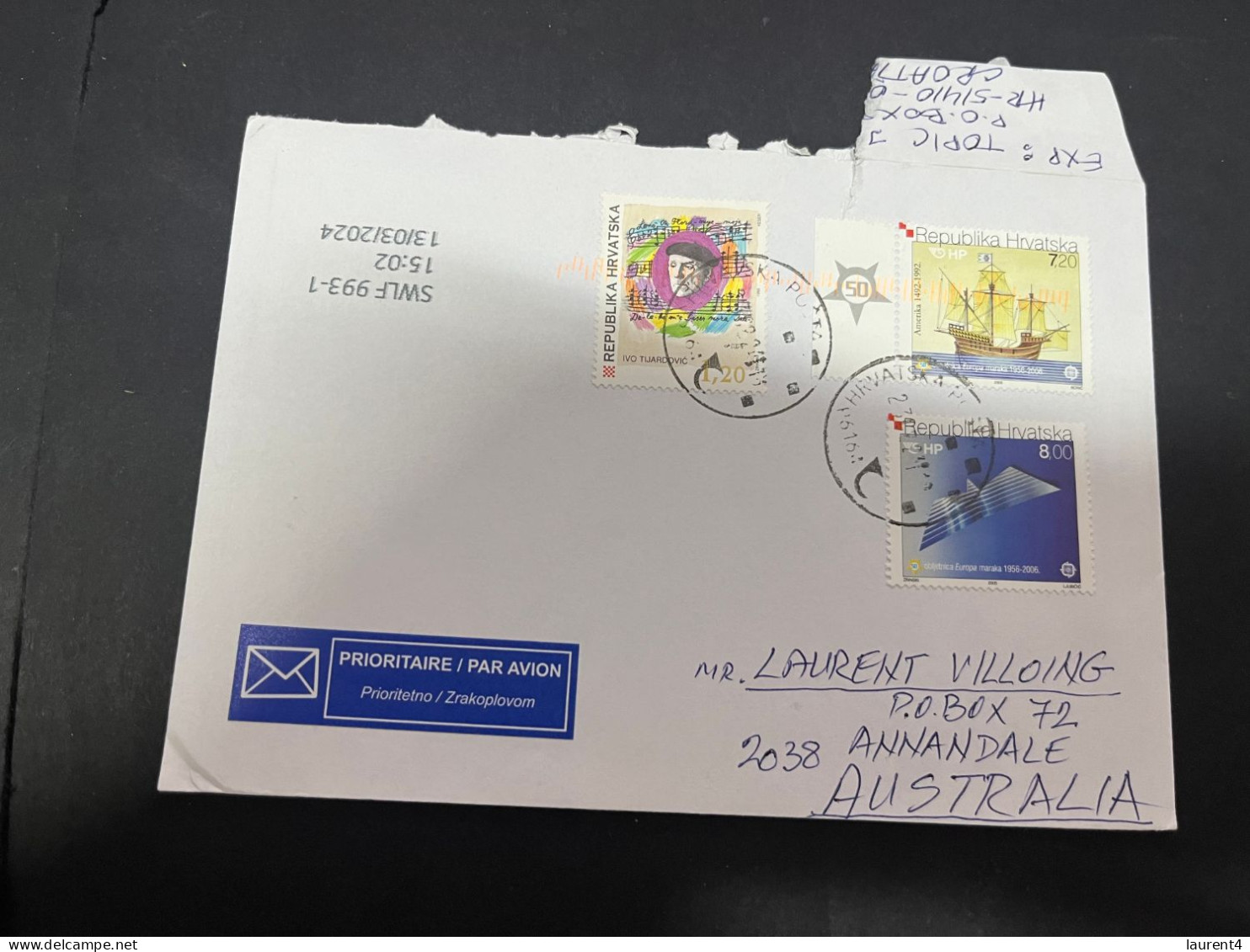 29-4-2023 (3 Z 22) Letter Posted From CROATIA To Australia (with EUROPA CEPT Stamps 2005) - 2005