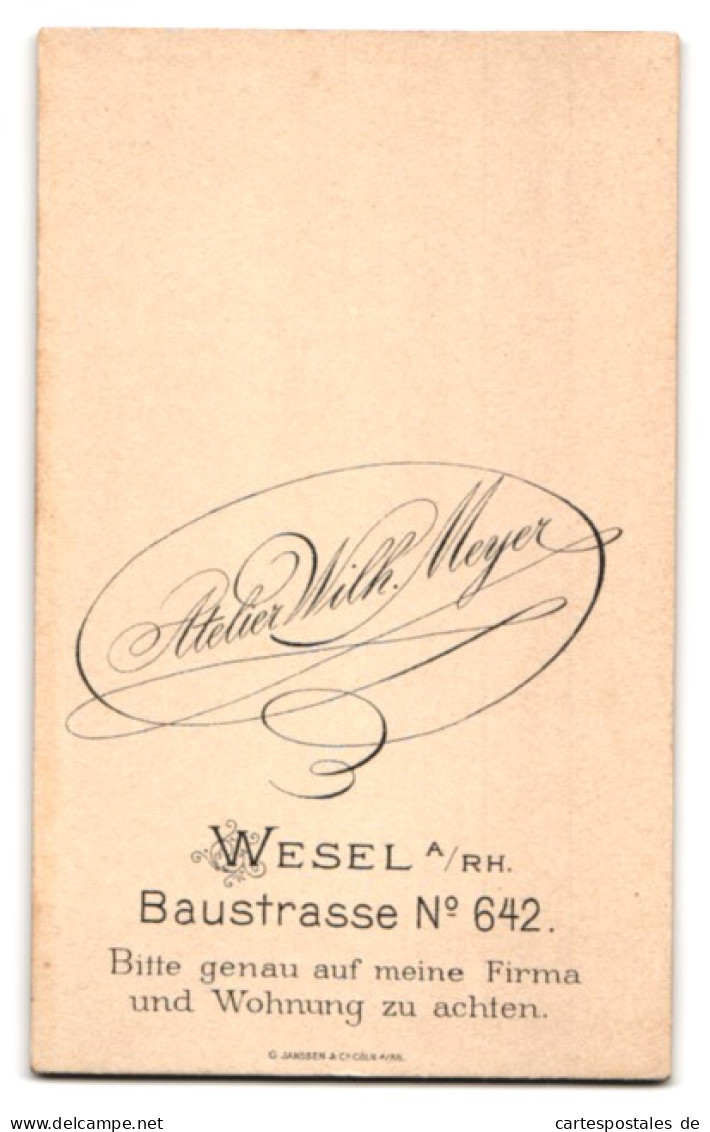 Fotografie Wilh. Meyer, Wesel / Rhein, Baustr. 642, Portrait Bildschönes Fräulein Im Prachtvollen Kleid  - Anonyme Personen