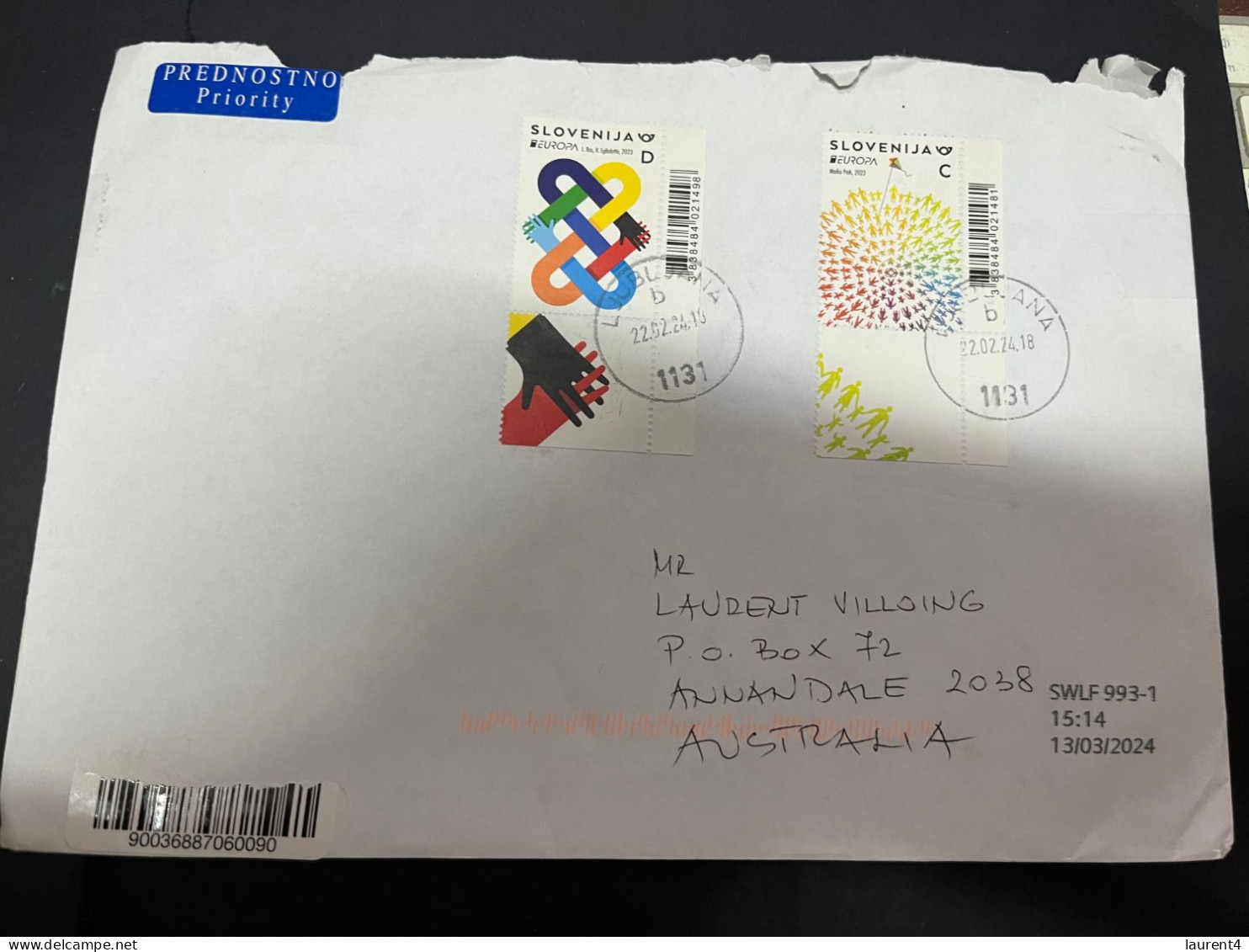 29-4-2023 (3 Z 22) Letter Posted From SLOVENIA To Australia (with EUROPA CEPT Stamps 2023) 23 X 16 Cm - 2023