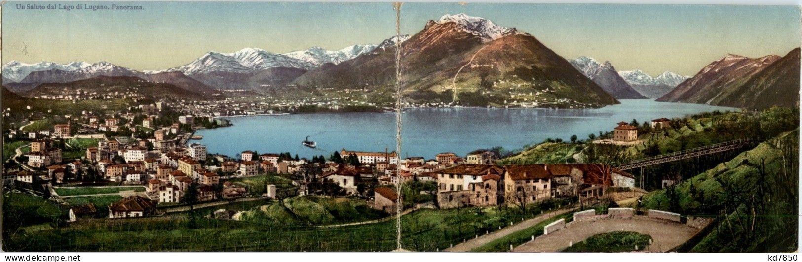 Un Saluto Dal Lago Die Lugano - Klappkarte - Lugano