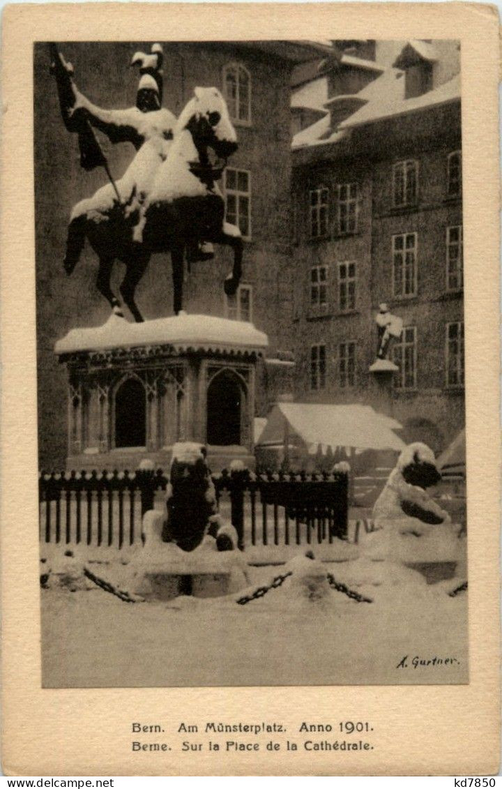 Bern - Münsterplatz Im Winter - Künstlerkarte Gurtner - Bern