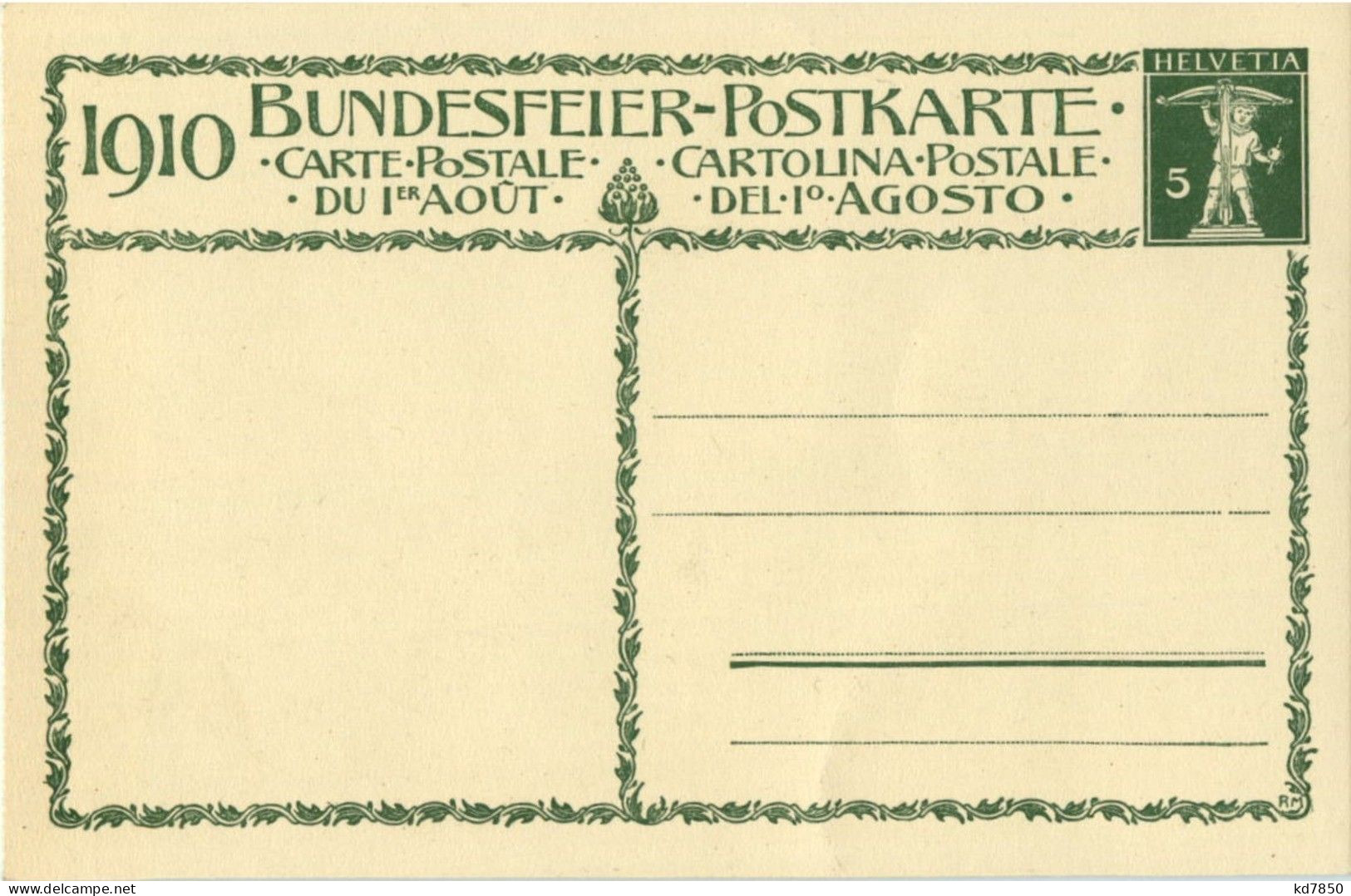 Bundesfeier Postkarte 1910 - Altri & Non Classificati