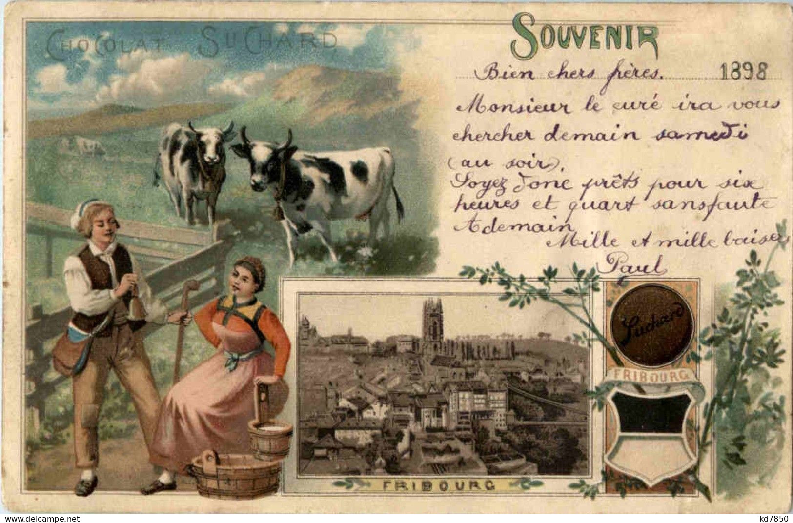 Souvenir De Fribourg - Litho - Chocolat Suchard - Fribourg
