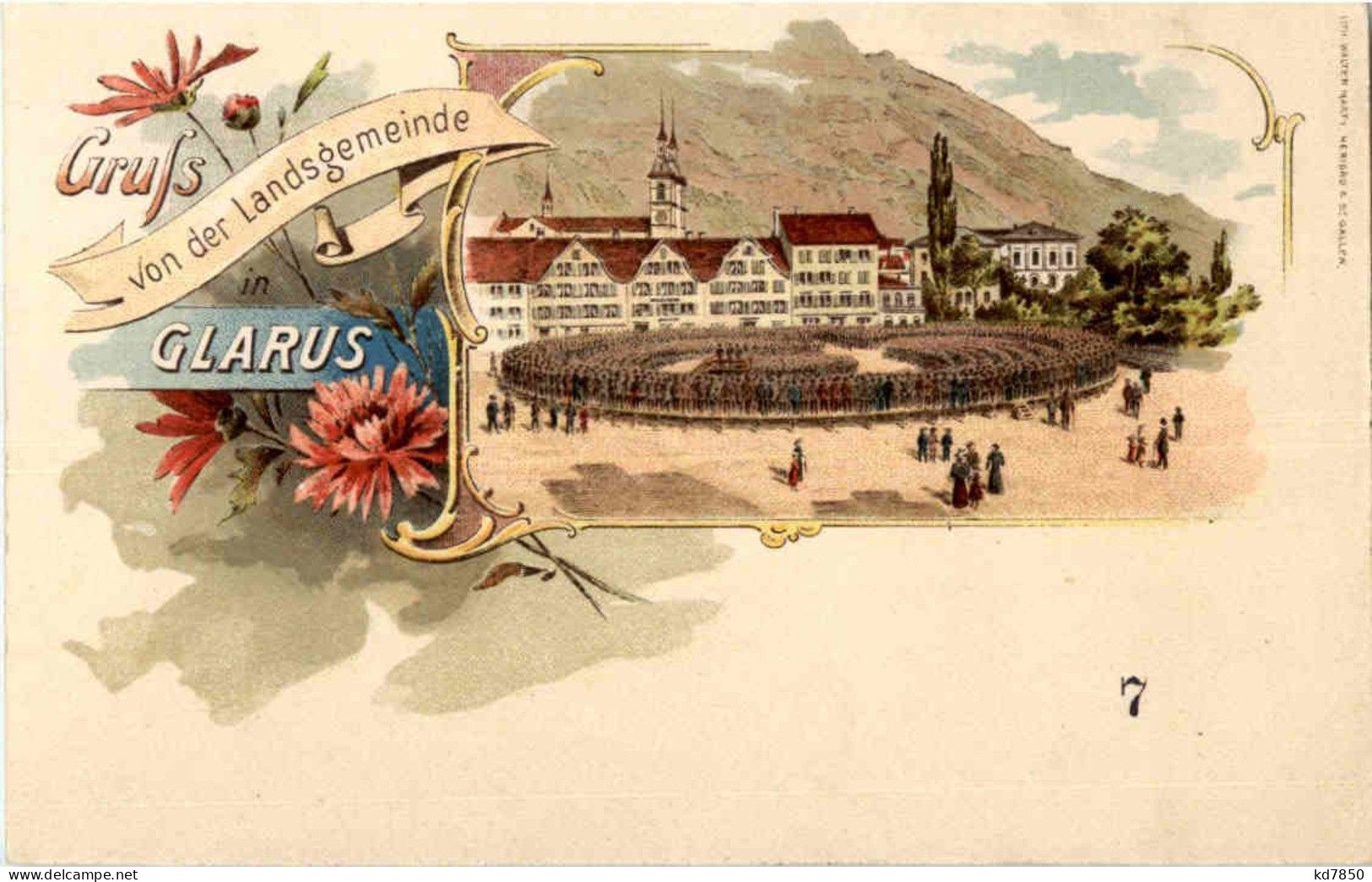 Gruss Von Der Landsgemeinde Glarus - Litho - Glaris Nord