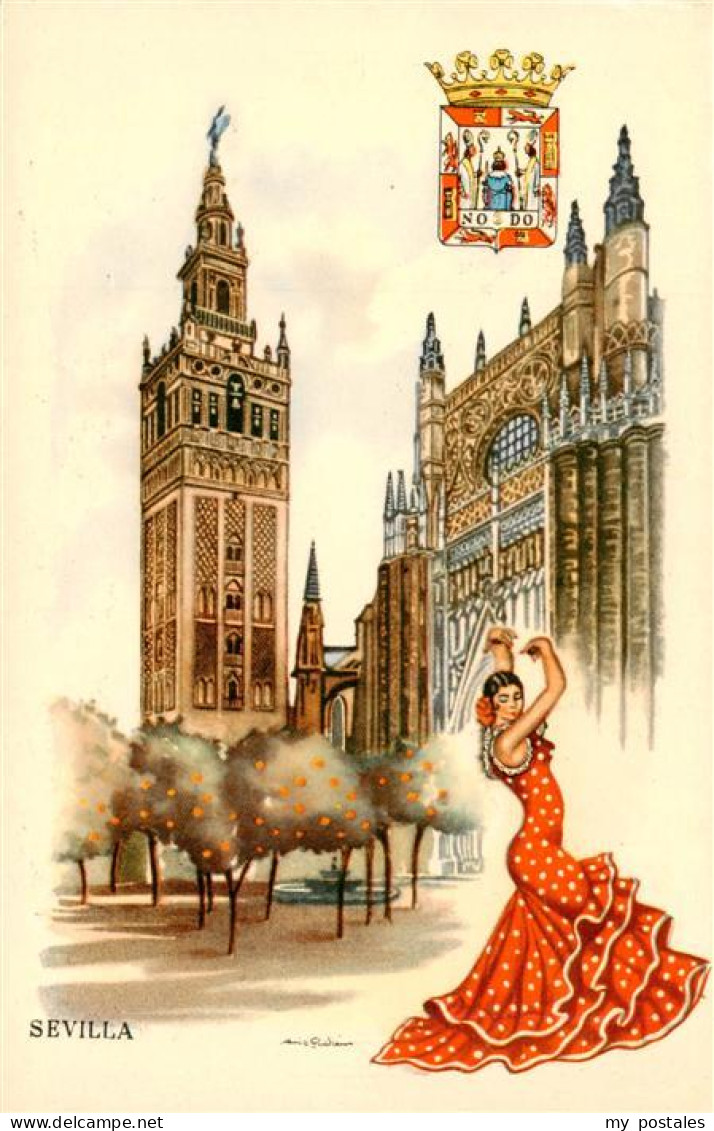 73941593 Sevilla_Andalucia_ES Giralda Flamenco Taenzerin Kuenstlerkarte - Other & Unclassified