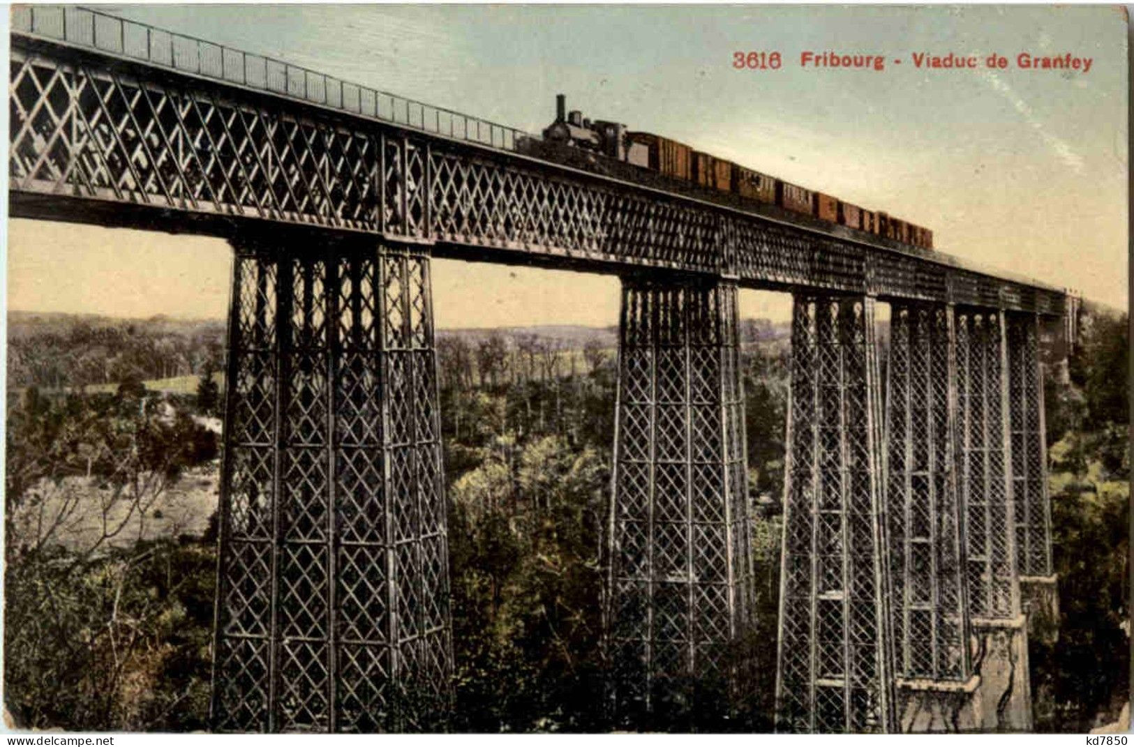 Fribourg - Pont Grand Fey Mit Eisenbahn - Fribourg