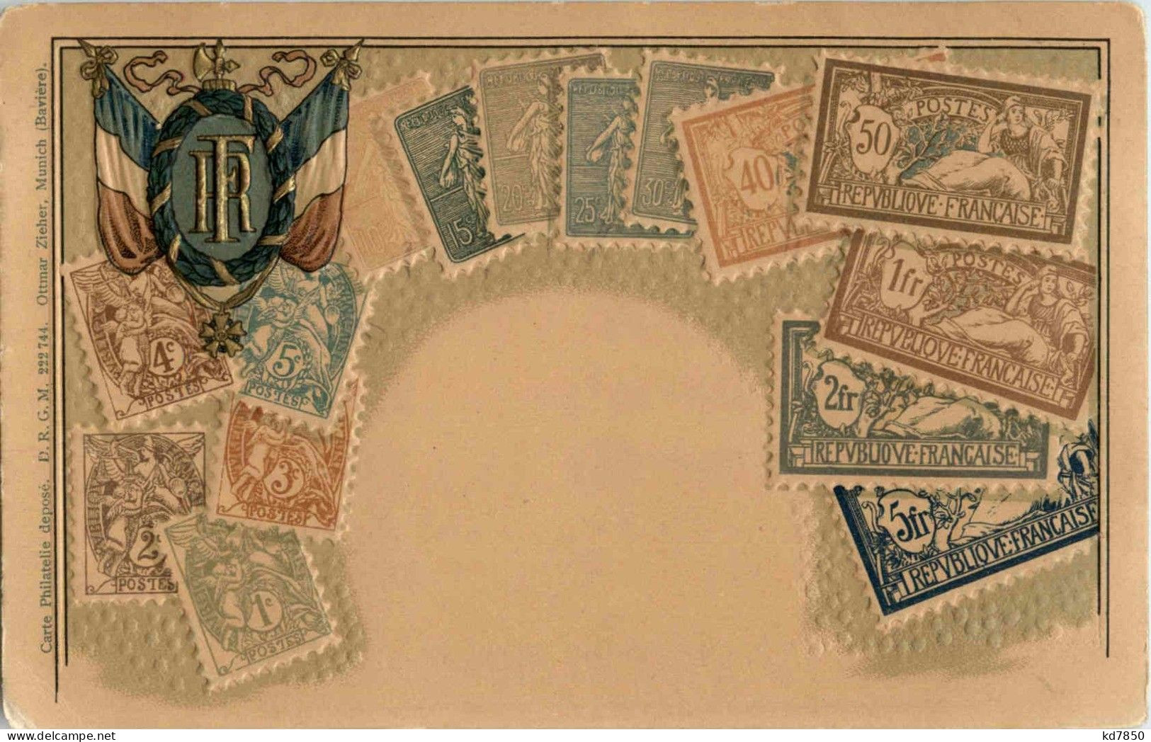 France - Briefmarken - Stamps - Prägekarte - Timbres (représentations)