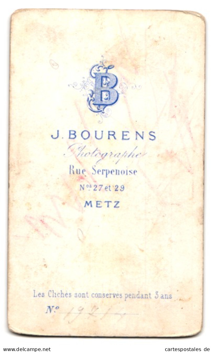 Photo J. Bourens, Metz, Rue Serpenoise 27 & 29, Portrait De Bildschöne Junge Frau Im Prachtvollen Kleid  - Anonymous Persons