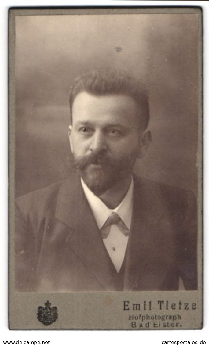 Fotografie Emil Tietze, Bad Elster, Portrait Stattlicher Herr Mit Vollbart  - Anonyme Personen