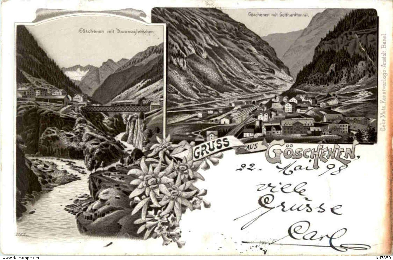 Gruss Aus Goeschenen Litho 1898 - Göschenen